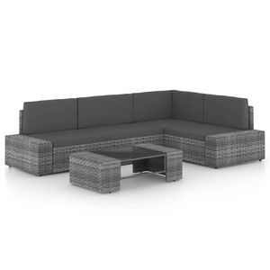 vidaXL Set mobilier de grădină cu perne, 5 piese, gri, poliratan imagine