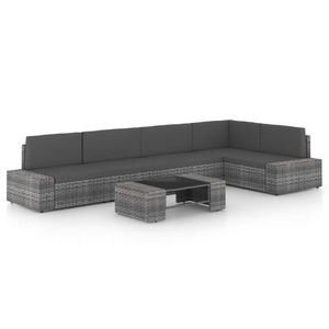 vidaXL Set mobilier de grădină cu perne, 6 piese, gri, poliratan imagine