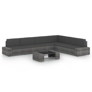 vidaXL Set mobilier de grădină cu perne, 7 piese, gri, poliratan imagine