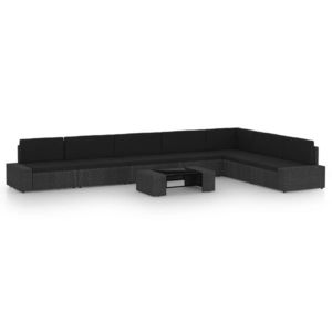 Set mobilier de grădină, 8 piese, poliratan negru imagine