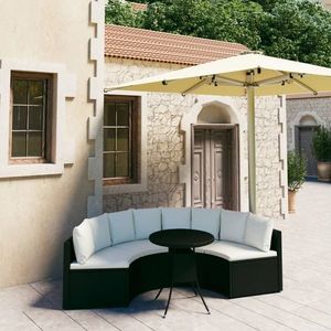vidaXL Set mobilier de grădină cu perne, 5 piese, negru, poliratan imagine