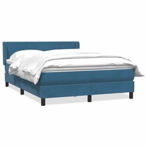 vidaXL Pat box spring cu saltea, albastru închis, 140x220 cm, catifea imagine