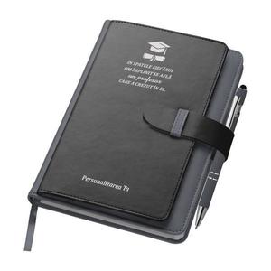 Agenda A5 gri, Piksel, cu buzunar si suport carti de vizita, dictando, profesori, absolvire imagine