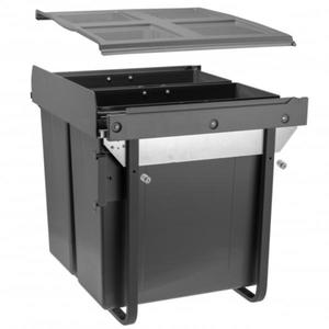 Cos de gunoi cu montaj pe front, Practi Eco incorporabil cu 2 compartimente x 34 L, pentru corp de 600 mm, gri antracit imagine