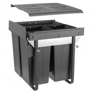 Cos de gunoi cu montaj pe front, Practi Eco incorporabil cu 2 compartimente x 17 L si 1 compartiment x 34 L, pentru corp de 600 mm, gri antracit imagine