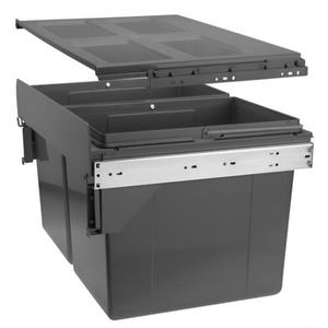 Cos de gunoi cu montaj pe front, Practi Eco incorporabil cu 2 compartimente x 27 L, pentru corp de 600 mm, gri antracit imagine