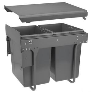 Cos de gunoi cu montaj pe front, Practi Eco incorporabil cu 2 compartimente x 20 L, pentru corp de 400 mm, gri antracit imagine