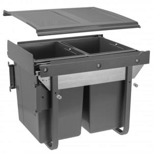 Cos de gunoi cu montaj pe front, Practi Eco incorporabil cu 2 compartimente x 20 L, pentru corp de 450 mm, gri antracit imagine