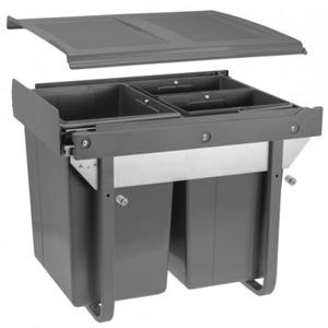 Cos de gunoi Practi Eco incorporabil cu 2 compartimente x 10 L si 1 compartiment x 20 L, pentru corp de 450 mm, gri antracit imagine