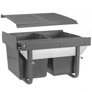 Cos de gunoi Practi Eco incorporabil cu 2 compartimente x 15 L, pentru corp de 450 mm, gri antracit imagine