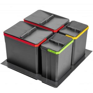 Cos de gunoi Axispace incorporabil in sertar, cu 2 compartimente x 15L si 2 compartimente x 7L, pentru corp de 600 mm imagine