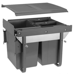 Cos de gunoi cu montaj pe front, Practi Eco incorporabil cu 2 compartimente x 10 L si 1 compartiment x 20 L, pentru corp de 450 mm, gri antracit imagine