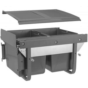 Cos de gunoi cu montaj pe front, Practi Eco incorporabil cu 2 compartimente x 15 L, pentru corp de 450 mm, gri antracit imagine