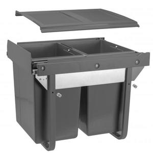 Cos de gunoi Practi Eco incorporabil cu 2 compartimente x 20 L, pentru corp de 450 mm, gri antracit imagine