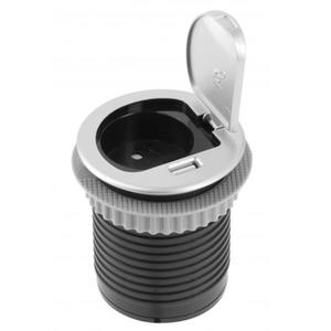 Priza incorporabila in blat Charger Mini, cu o priza Schuko si port incarcare USB tip A, finisaj aluminiu imagine