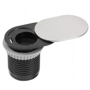 Priza incorporabila in blat Slide, cu o priza Schuko si port incarcare USB tip A, finisaj otel inoxidabil imagine
