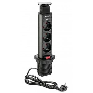Priza incorporabila elevator GTV, D: 60 mm, cu 3 prize Schuko, finisaj negru imagine