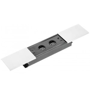 Priza incorporabila in blat Prestino, cu 2 prize Schuko, 2 porturi incarcare USB tip A + C, 1 port HDMI si 1 port RJ45, finisaj alb imagine