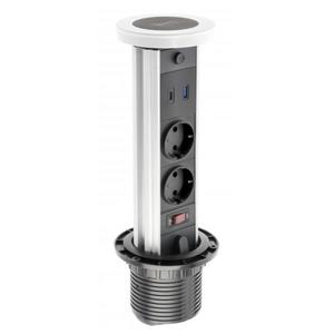 Priza incorporabila in blat Camino, cu incarcator wireless, 2 prize Schuko si 1 port incarcare USB tip A+C, finisaj alb imagine