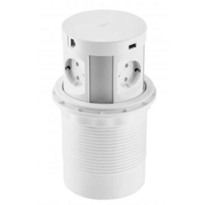 Priza incorporabila in blat Comfort Plus, cu 4 prize Schuko, 2 porturi incarcare USB tip A si 2 porturi RJ45, finisaj alb imagine