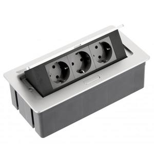 Priza incorporabila in blat Soft, cu 3 prize Schuko, finisaj aluminiu imagine