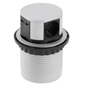 Priza incorporabila in blat Comfort, cu 3 prize Schuko si 2 porturi incarcare USB tip A, finisaj aluminiu imagine