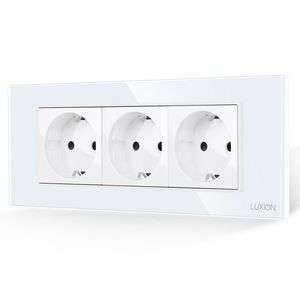 Priza Tripla cu Rama din Sticla LUXION, Standard Italian, 6M imagine
