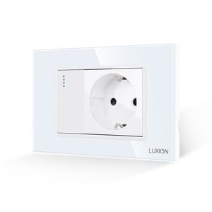 Intrerupator Simplu + Priza cu Rama din Sticla LUXION, Standard Italian, 3M imagine