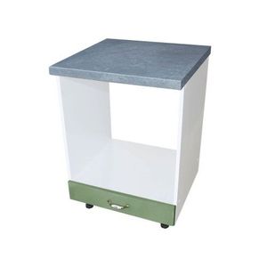 Corp pentru cuptor incorporabil cu sertar Zebra, Alb/MDF Verde, cu blat beton, 60 x 85 x 60 cm imagine