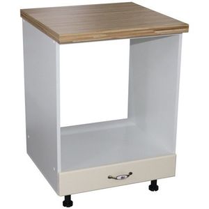 Corp pentru cuptor incorporabil cu sertar Zebra, Alb/MDF Vanilie, cu blat artar, 60 x 85 x 60 cm imagine