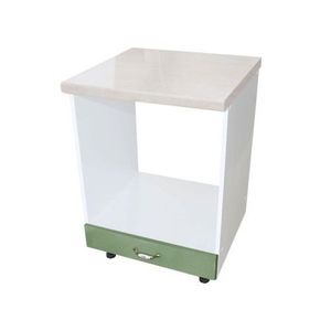 Corp pentru cuptor incorporabil cu sertar, Zebra, Alb/MDF Verde, cu blat travertin, 60 x 85 x 60 cm imagine