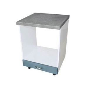 Corp pentru cuptor incorporabil cu sertar Zebra, Alb/MDF Albastru, cu blat beton, 60 x 85 x 60 cm imagine