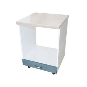 Corp pentru cuptor incorporabil cu sertar, Zebra, Alb/MDF Albastru cu blat travertin, 60 x 85 x 60 cm imagine
