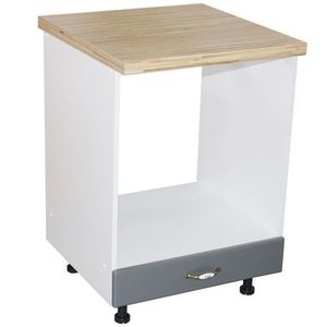 Corp pentru cuptor incorporabil cu sertar Zebra, Alb/MDF gri, cu blat artar, 60 x 85 x 60 cm imagine