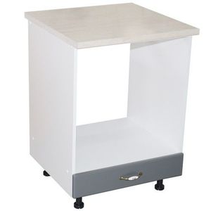 Corp pentru cuptor incorporabil cu sertar Zebra, Alb/MDF gri, cu blat travertin, 60 x 85 x 60 cm imagine