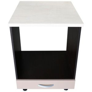 Corp pentru cuptor incorporabil cu sertar Zebra, wenge/Cappuccino lucios, cu blat Travertin, 60 x 85 x 60 cm imagine