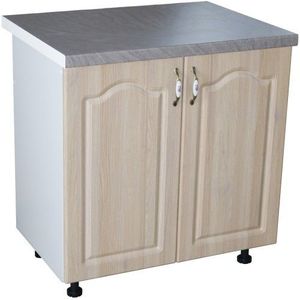 Masca pentru chiuveta cu 2 usi 80 cm Zebra, Alb/MDF Sonoma cu blat Beton, 80 x 85 x 60 cm imagine