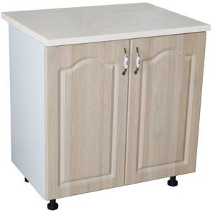 Masca pentru chiuveta cu 2 usi 80 cm Zebra, Alb/MDF Sonoma cu blat Travertin, 80 x 85 x 60 cm imagine