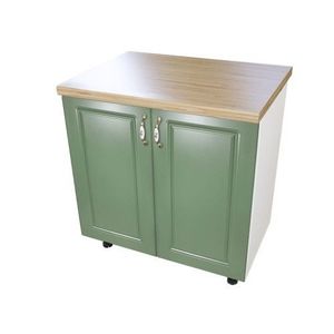 Masca pentru chiuveta cu 2 usi 80 cm Zebra, Alb/MDF Verde cu blat Artar, 80 x 85 x 60 cm imagine