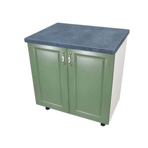 Masca pentru chiuveta cu 2 usi 80 cm Zebra, Alb/MDF Verde cu blat Beton, 80 x 85 x 60 cm imagine