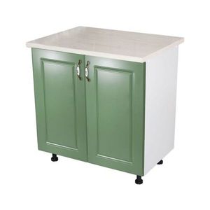 Masca pentru chiuveta cu 2 usi 80 cm Zebra, Alb/MDF Verde cu blat Travertin, 80 x 85 x 60 cm imagine