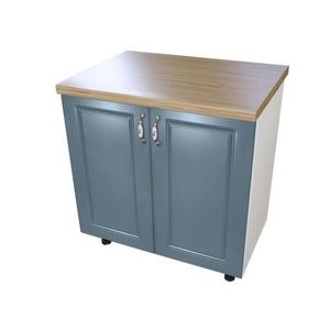 Masca pentru chiuveta cu 2 usi 80 cm Zebra, Alb / MDF Albastru cu blat Artar 80 x 85 x 60 cm imagine