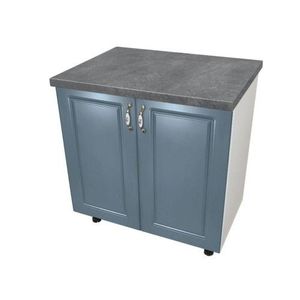 Masca pentru chiuveta cu 2 usi 80 cm Zebra, Alb/MDF Albastru cu blat Beton, 80 x 85 x 60 cm imagine