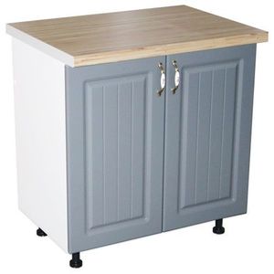 Masca pentru chiuveta cu 2 usi 80 cm Zebra, Alb/MDF Gri cu blat Artar, 80 x 85 x 60 cm imagine