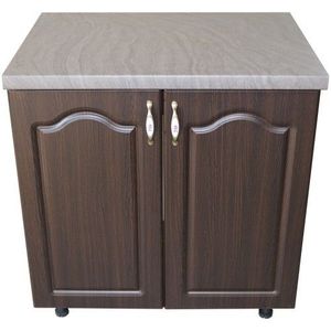 Masca pentru chiuveta cu 2 usi 80 cm Zebra, wenge/MDF Wenge Mustata, cu blat Beton, 80 x 85 x 60 cm imagine