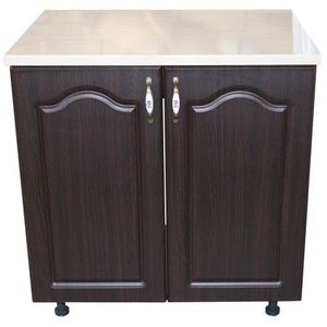 Masca pentru chiuveta cu 2 usi 80 cm Zebra, Wenge/MDF Wenge Mustata, cu blat Travertin, 80 x 85 x 60 cm imagine