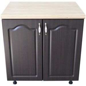 Masca pentru chiuveta cu 2 usi 80 cm Zebra, wenge/MDF Wenge Mustata, cu blat Artar, 80 x 85 x 60 cm imagine