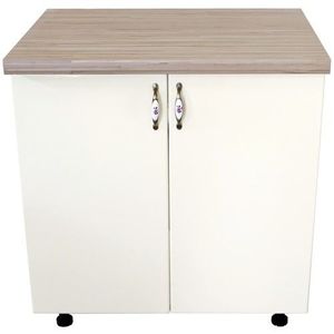 Masca pentru chiuveta cu 2 usi 80 cm Zebra, alb/MDF Vanilie, cu blat Artar, 80 x 85 x 60 cm imagine
