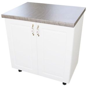 Masca pentru chiuveta cu 2 usi 80 cm Zebra, alb/MDF Alb Mat, cu blat Beton, 80 x 85 x 60 cm imagine