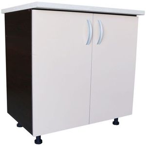 Masca pentru chiuveta cu 2 usi 80 cm Zebra, wenge/Cappuccino lucios, cu blat Travertin, 80 x 85 x 60 cm imagine